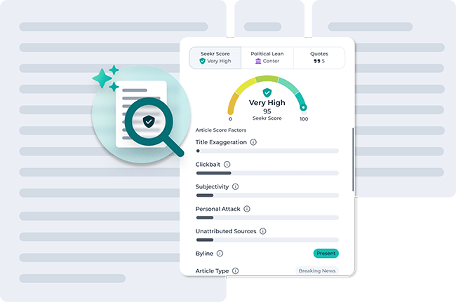 A Very High Seekr Score with supporting data, for media companies to score content with