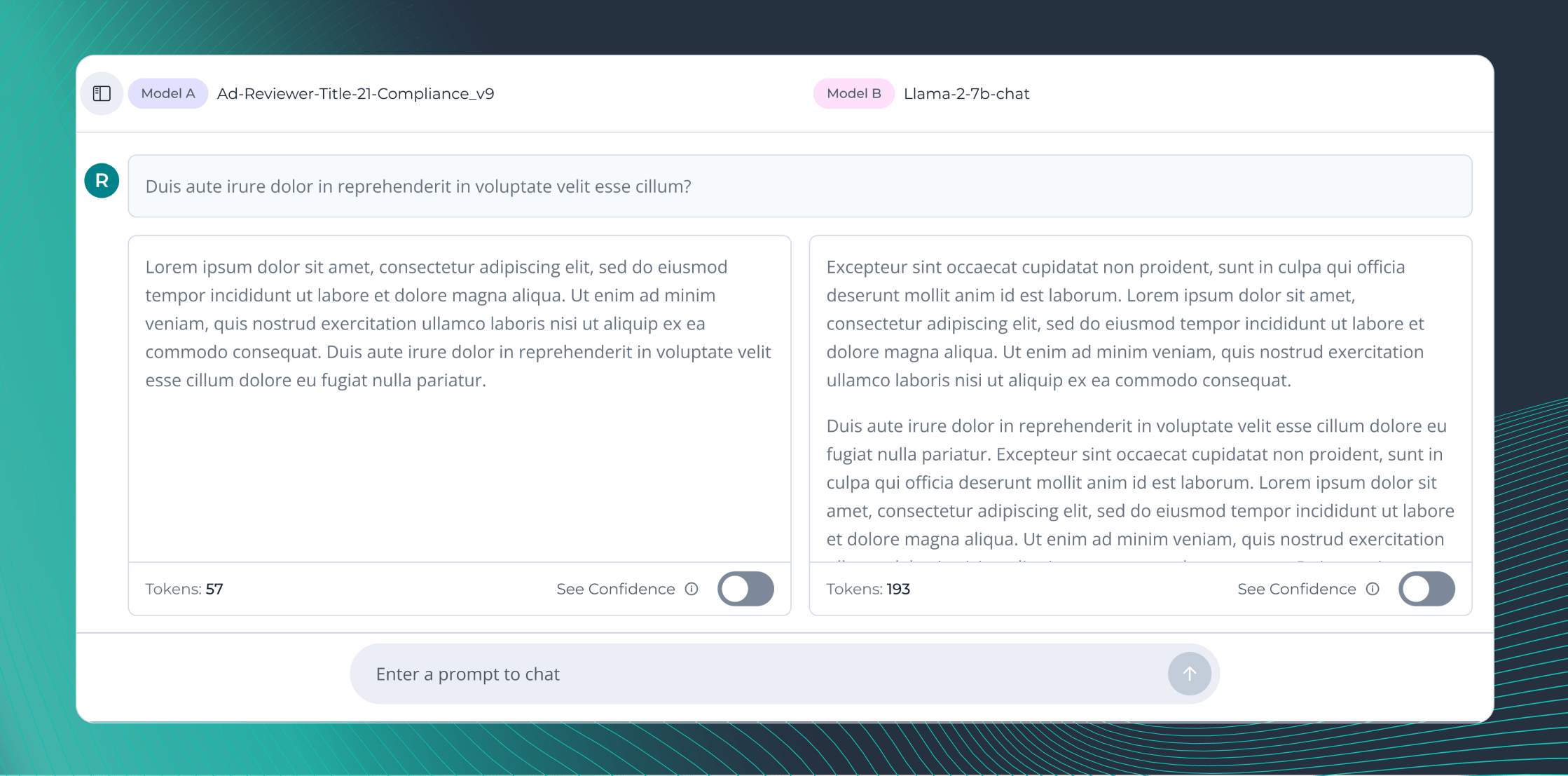 SeekrFlow side-by-side model comparison