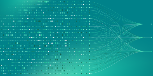 scattered dots distill to lines to represent synthetic data generation