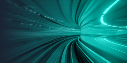 teal tunnel that communicates speed in AI development