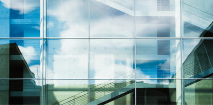 Abstract glass buildings that represent trust and transparency in enterprise AI